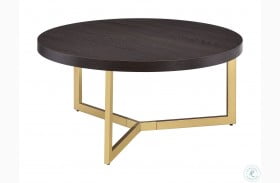 Melrose Espresso And Gold Round Coffee Table