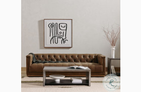 Maxx Umber Grey Leather 95" Sofa