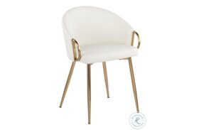 Claire White PU And Gold Metal Chair