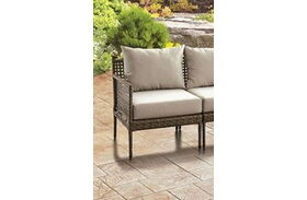 Aleisha Gray And Beige Outdoor 1 LAF Arm Chair and 1 RAF Chair