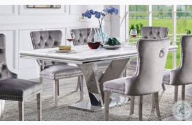 Valdevers White And Chrome Dining Table