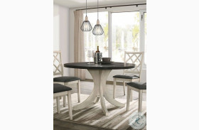Haleigh Antique White And Dark Walnut Round Dining Table