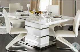 Midvale White And Chrome Extendable Rectangular Dining Table