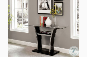 Staten Glossy Black And Chrome Sofa Table