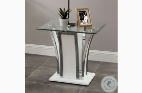Staten Glossy White And Chrome End Table