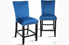 Camila Blue Velvet Counter Height Chair Set Of 2