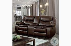 Pollux Brown Reclining Console Loveseat