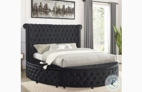 Delilah Black Queen Upholstered Storage Panel Bed