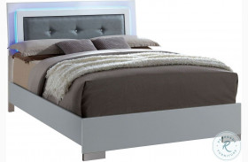 Clementine Glossy White Queen Panel Bed