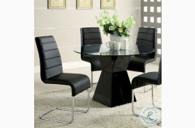 Mauna Black Glass Top Round Pedestal Dining Table