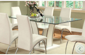 Glenview White Glass Top Dining Table