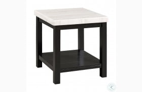 Evie White Marble And Black Square End Table