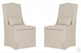 Colette Performance Bisque French Linen Slipcover Dining Chair Set of 2