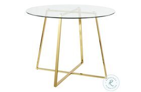 Cosmo Gold Metal And Clear Tempered Glass Top Dining Table