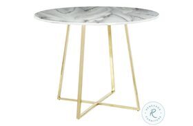 Cosmo Gold Metal And White Marble Top Dining Table