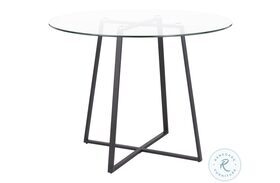 Cosmo Black Metal And Clear Tempered Glass Top Dining Table