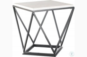 Conner White Marble And Gunmetal Square End Table
