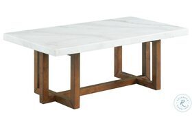 Meyers White Marble And Brown Rectangular Coffee Table