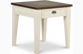 Cayla Dark Oak And Antiqued White End Table
