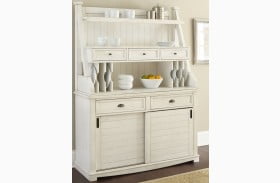 Cayla Antiqued White Buffet with Hutch