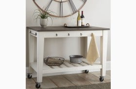 Cayla Dark Oak And Antiqued White Kitchen Cart