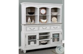 D00323 Distressed White Buffet with Hutch
