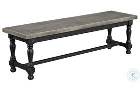 Brenham Distressed Gray And Weathered Washed Black Dining Bench