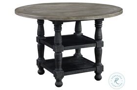 Brenham Distressed Gray And Weathered Washed Black Round Counter Height Dining Table
