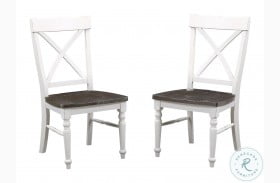 Maddox Dark Mocha And Distressed White Dining Chair Set Of 2