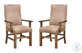 Dodson Brindled Pine Upholstered Dining Arm Chair Set Of 2