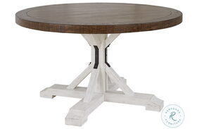 Valebeck Brown And White Round Dining Table