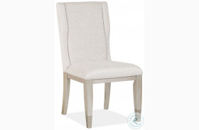 Lenox Warm Silver and Acadia White Upholstered Host Chair Set Of 2