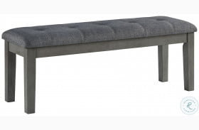 Hallanden Two tone Gray Large Upholstered Dining Bench