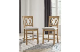 Havonplane Distressed Light Brown Pine Counter Height Stool Set Of 2