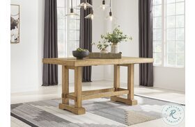 Havonplane Distressed Light Brown Pine Extendable Counter Height Dining Table