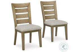 Galliden Beige And Rustic Oak Upholstered Side Chair Set Of 2