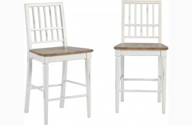 Shutters Light Oak And Distressed White Counter Chair Set of 2