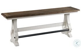 Drake Rustic White and French Oak Backless Counter Height Bench