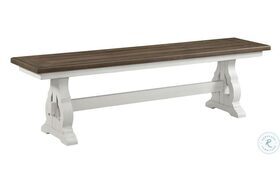 Drake Rustic White and French Oak 68" Dining Bench