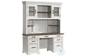 Drake Home Office Rustic White and French Oak 66" Credenza With Hutch