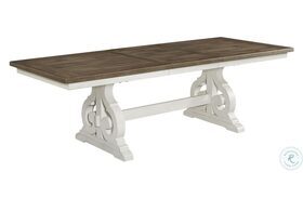 Drake Rustic White and French Oak Extendable Trestle Dining Table