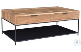 Joliet Natural And Black 2 Drawers Coffee Table