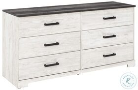 Shawburn Whitewash and Charcoal Gray Large 6 Drawer Dresser
