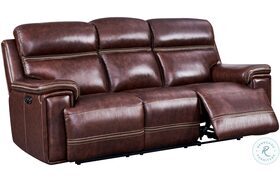 Fresno Brown Power Reclining Sofa with Power Headrest And Footrest