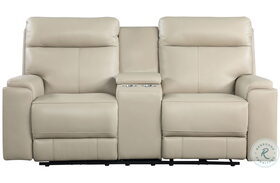 Bryant Taupe Leather Power Reclining Console Loveseat