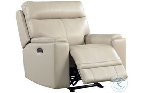 Bryluxe Taupe Leather Power Glider Recliner