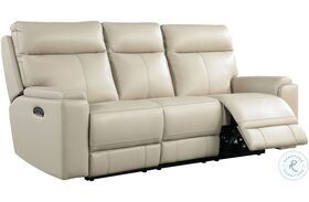 Bryluxe Taupe Leather Power Reclining Sofa