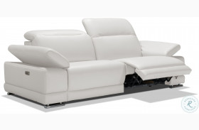 Escape White Leather Power Reclining Sofa with Adjustable Headrest