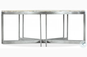 Marin White Onyx And Pewter Metal Round Cocktail Table