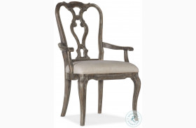 Traditions Rich Brown Wood Back Arm Chair Set Of 2